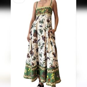 Boho Long Dress Spaghetti Strap Square Neck Maxi Dress Sleeveless Backless